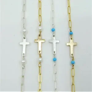 J. Mills Studio Tiny Cross Bracelet - Sterling Silver or 14k Gold Filled