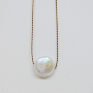 J. Mills Studio Silk Cord with Coin Pearl Necklace